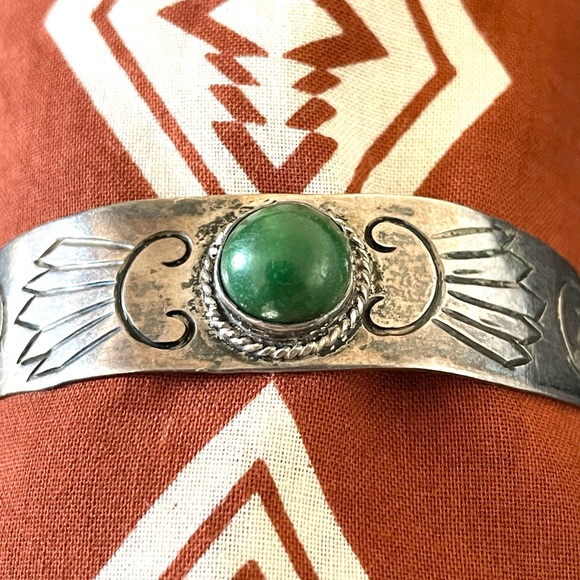 Vintage 1930s - 1940s sterling Mexico silver cuff bracelet! - Picture 4 of 9